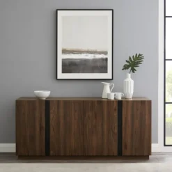 Dark Walnut Wood And Black Metal Sideboard-Kirkland's Home Store
