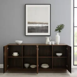 Dark Walnut Wood And Black Metal Sideboard-Kirkland's Home Store