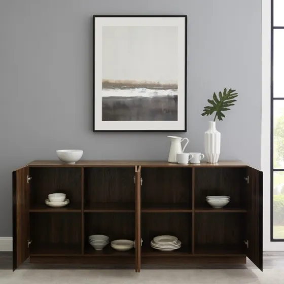 Dark Walnut Wood And Black Metal Sideboard-Kirkland's Home Store