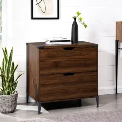 Dark Walnut Wood And Iron Accent Filing Cabinet-Kirkland's Home Cheap