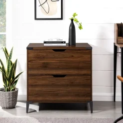 Dark Walnut Wood And Iron Accent Filing Cabinet-Kirkland's Home Cheap