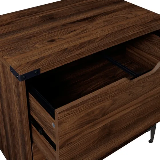 Dark Walnut Wood And Iron Accent Filing Cabinet-Kirkland's Home Cheap