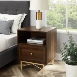 Dark Walnut Wood Open Cubby Nightstand-Kirkland's Home Cheap