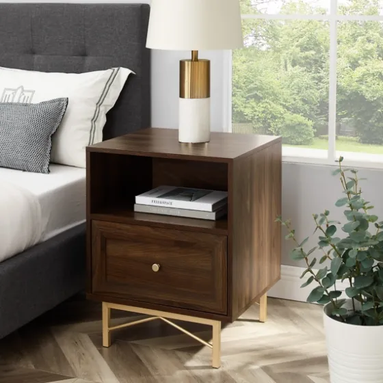 Dark Walnut Wood Open Cubby Nightstand-Kirkland's Home Cheap