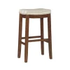 Dark Wood Bar Stool With Striped Cushion-Kirkland's Home Store