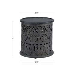 Dark Wood Carved Detail Accent Table-Kirkland's Home Shop