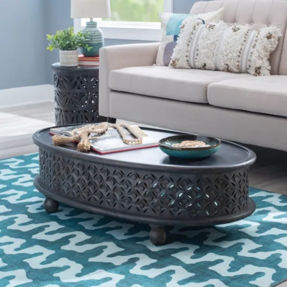 Dark Wood Carved Medallion Coffee Table-Kirkland's Home Best Sale