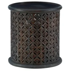 Dark Wood Carved Medallion Accent Table-Kirkland's Home Clearance