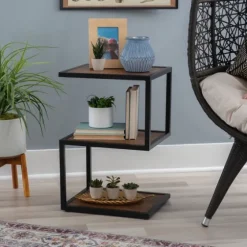 Dark Wood Shelves S-Frame Accent Table-Kirkland's Home Flash Sale