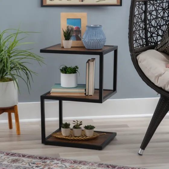 Dark Wood Shelves S-Frame Accent Table-Kirkland's Home Flash Sale