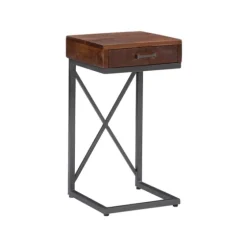Dark Wood Single Drawer C-Frame Accent Table-Kirkland's Home Hot