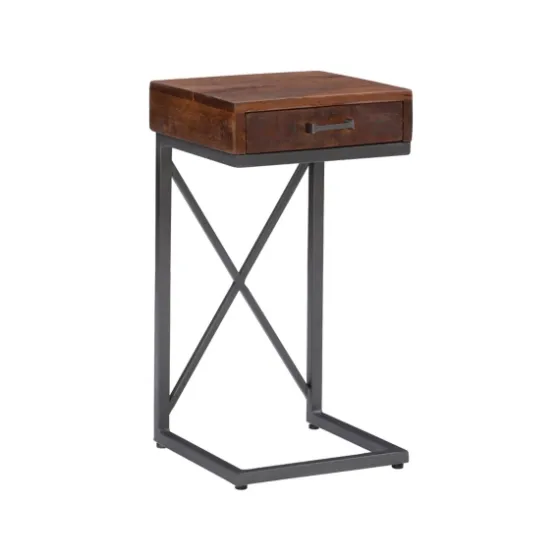 Dark Wood Single Drawer C-Frame Accent Table-Kirkland's Home Hot