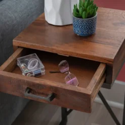 Dark Wood Single Drawer C-Frame Accent Table-Kirkland's Home Hot