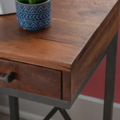 Dark Wood Single Drawer C-Frame Accent Table-Kirkland's Home Hot