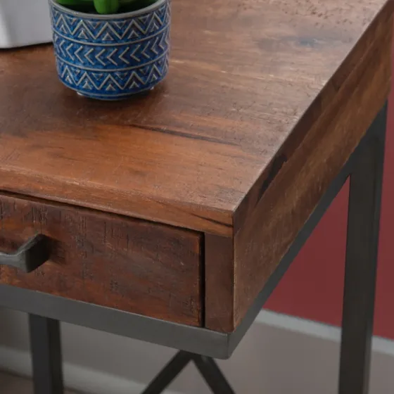 Dark Wood Single Drawer C-Frame Accent Table-Kirkland's Home Hot
