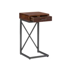 Dark Wood Single Drawer C-Frame Accent Table-Kirkland's Home Hot