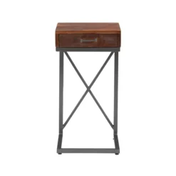 Dark Wood Single Drawer C-Frame Accent Table-Kirkland's Home Hot