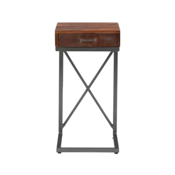 Dark Wood Single Drawer C-Frame Accent Table-Kirkland's Home Hot