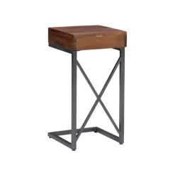Dark Wood Single Drawer C-Frame Accent Table-Kirkland's Home Hot
