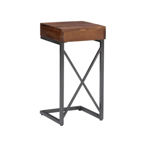 Dark Wood Single Drawer C-Frame Accent Table-Kirkland's Home Hot