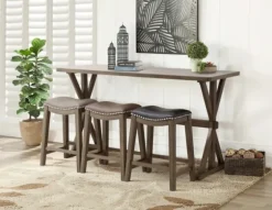 Dark Wooden Trestle Counter Table, 72 In.-Kirkland's Home Best