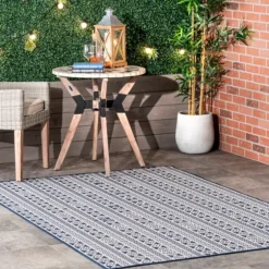 Davon Blue Geometric Striped Outdoor Rug, 5X8-Kirkland's Home Hot