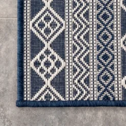 Davon Blue Geometric Striped Outdoor Rug, 5X8-Kirkland's Home Hot