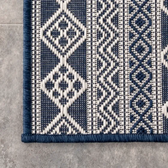 Davon Blue Geometric Striped Outdoor Rug, 5X8-Kirkland's Home Hot
