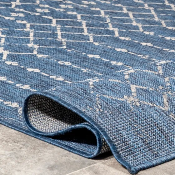 Davon Blue Moroccan Trellis Outdoor Rug, 8X10-Kirkland's Home Cheap