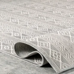Davon Gray Geometric Striped Outdoor Rug, 5X8-Kirkland's Home Best