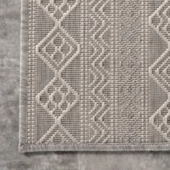 Davon Gray Geometric Striped Outdoor Rug, 5X8-Kirkland's Home Best
