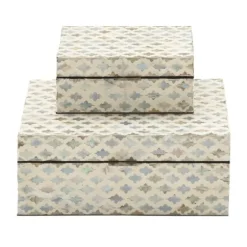 Decorative Mussel Shell Wood Boxes, Set Of 2-Kirkland's Home Store