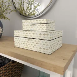 Decorative Mussel Shell Wood Boxes, Set Of 2-Kirkland's Home Store