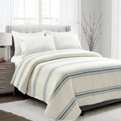 Deep Blue Pick Stitch Stripe King Quilt-Kirkland's Home Hot
