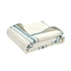 Deep Blue Pick Stitch Stripe Decorative Throw-Kirkland's Home Shop