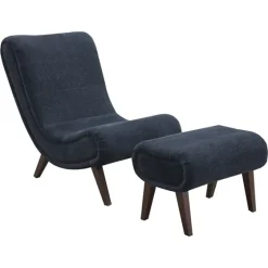 Deep Navy Piped Edge 2-Pc. Chair And Ottoman Set-Kirkland's Home Outlet