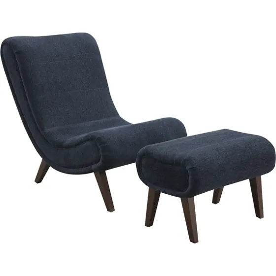 Deep Navy Piped Edge 2-Pc. Chair And Ottoman Set-Kirkland's Home Outlet