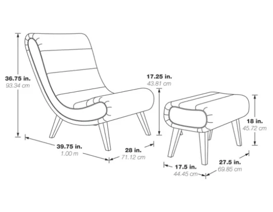 Deep Navy Piped Edge 2-Pc. Chair And Ottoman Set-Kirkland's Home Outlet