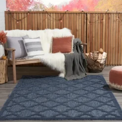 Deep Navy Trellis Outdoor Area Rug, 4X6-Kirkland's Home Online