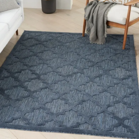 Deep Navy Trellis Outdoor Area Rug, 4X6-Kirkland's Home Online