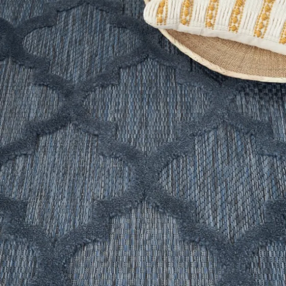 Deep Navy Trellis Outdoor Area Rug, 4X6-Kirkland's Home Online