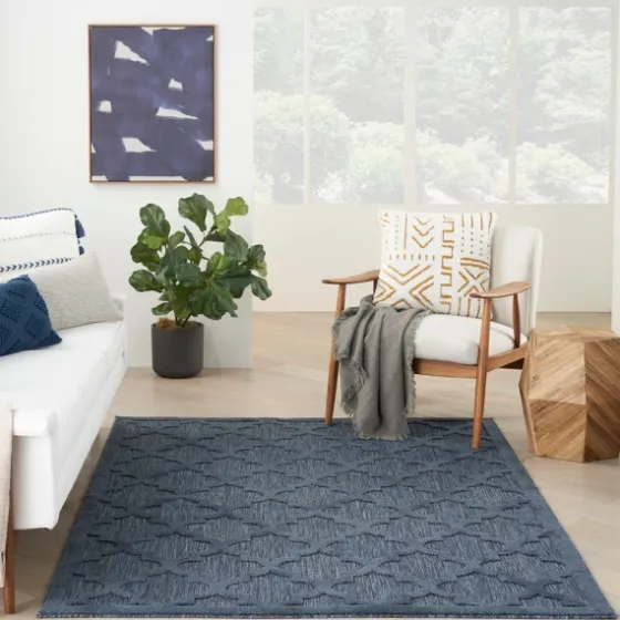 Deep Navy Trellis Outdoor Area Rug, 4X6-Kirkland's Home Online