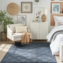 Deep Navy Trellis Outdoor Area Rug, 4X6-Kirkland's Home Online