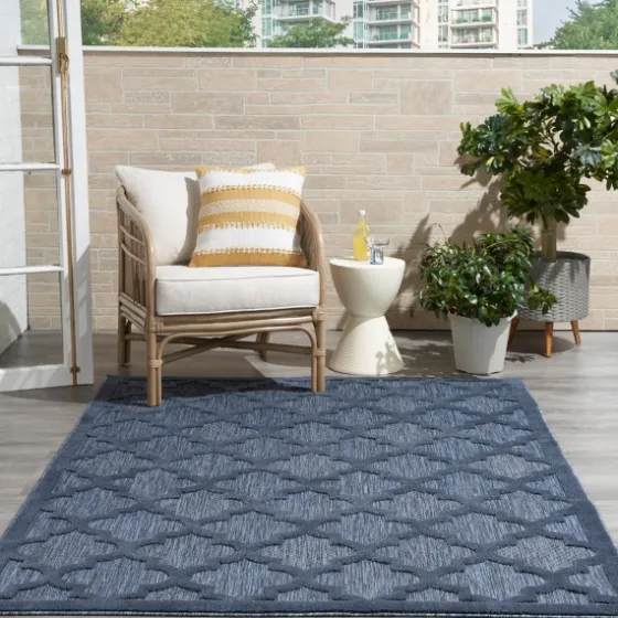 Deep Navy Trellis Outdoor Area Rug, 4X6-Kirkland's Home Online