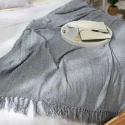 Demin Chenille Fringe Throw-Kirkland's Home Clearance