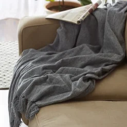 Demin Chenille Fringe Throw-Kirkland's Home Clearance