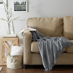 Demin Chenille Fringe Throw-Kirkland's Home Clearance