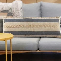 Denim Blue Braided Stripe Lumbar Pillow-Kirkland's Home Shop