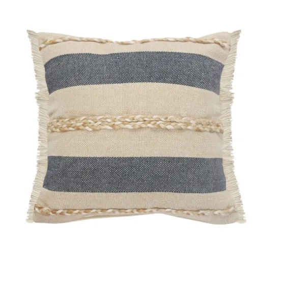 Denim Blue Braided Stripe Throw Pillow, 24 In.-Kirkland's Home Flash Sale
