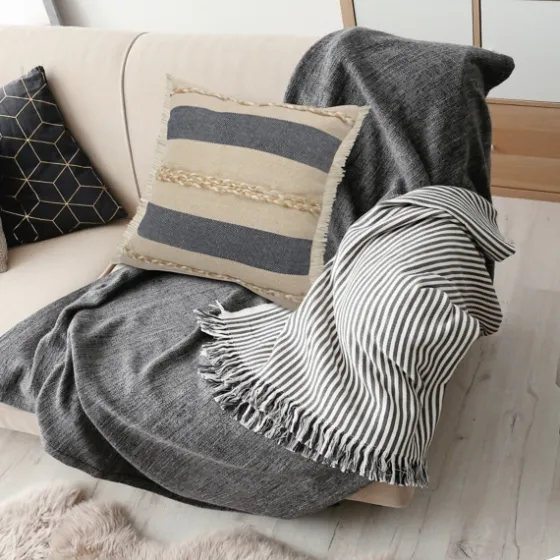 Denim Blue Braided Stripe Throw Pillow, 24 In.-Kirkland's Home Flash Sale